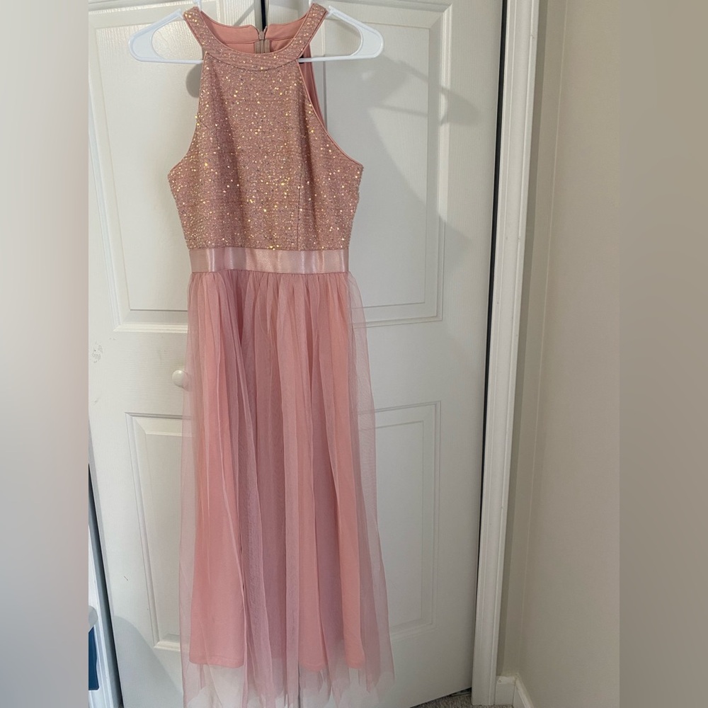 Sparkling Pink Tulle Prom Dress